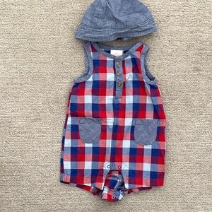 Cat & Jack Red and Blue Plaid Baby Romper